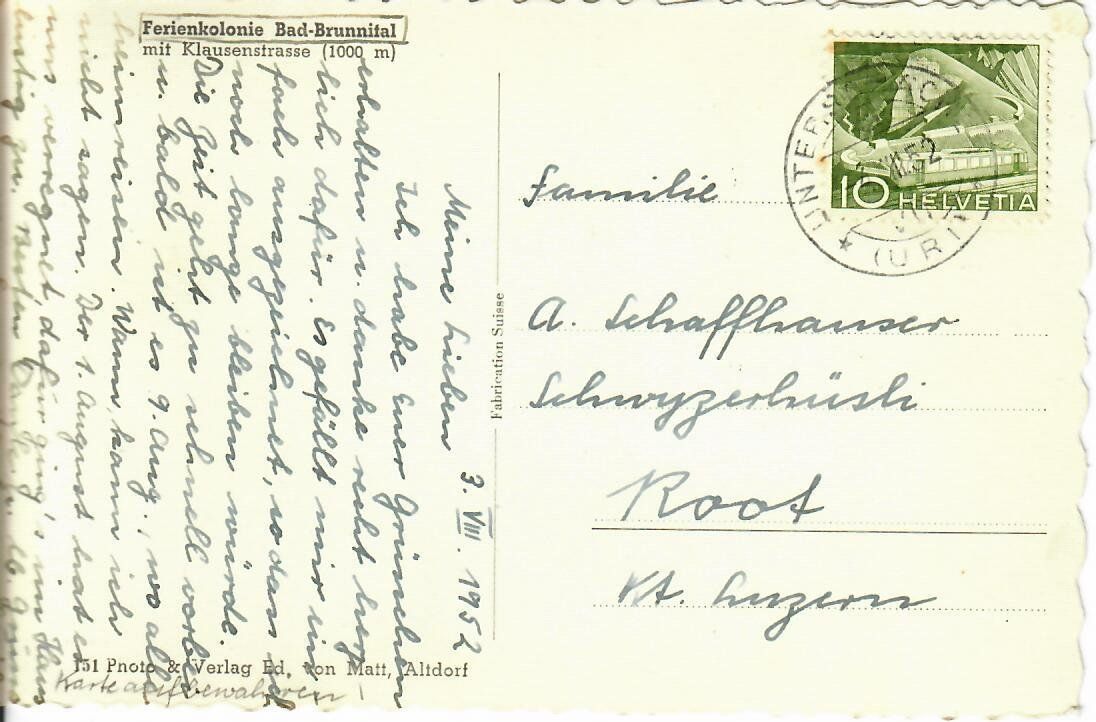 Cartoline postali: Ferienkolonie Bad-Brunnital 1952 – Usato da Hochdorf venduto da Ziegel-16 1