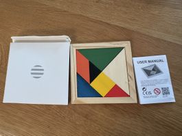 Tangram Legespiel / Puzzle aus Holz farbig mit Anleitung
