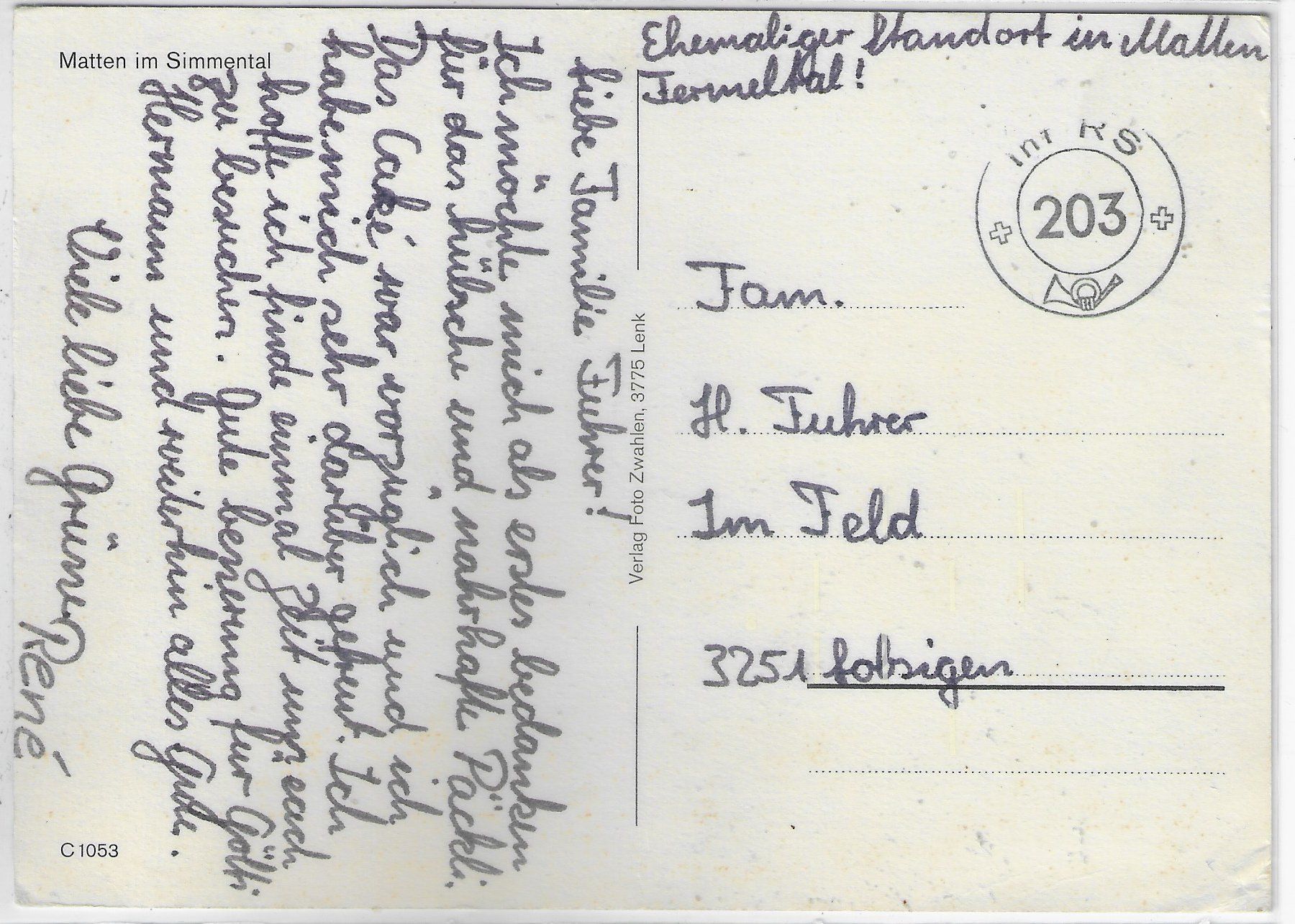Cartoline postali: Matten im Simmental – Usato da Ettingen venduto da Kartenplanet 1