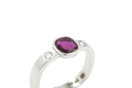 Rubin und Brillant Ring in 950 Platin *S2491