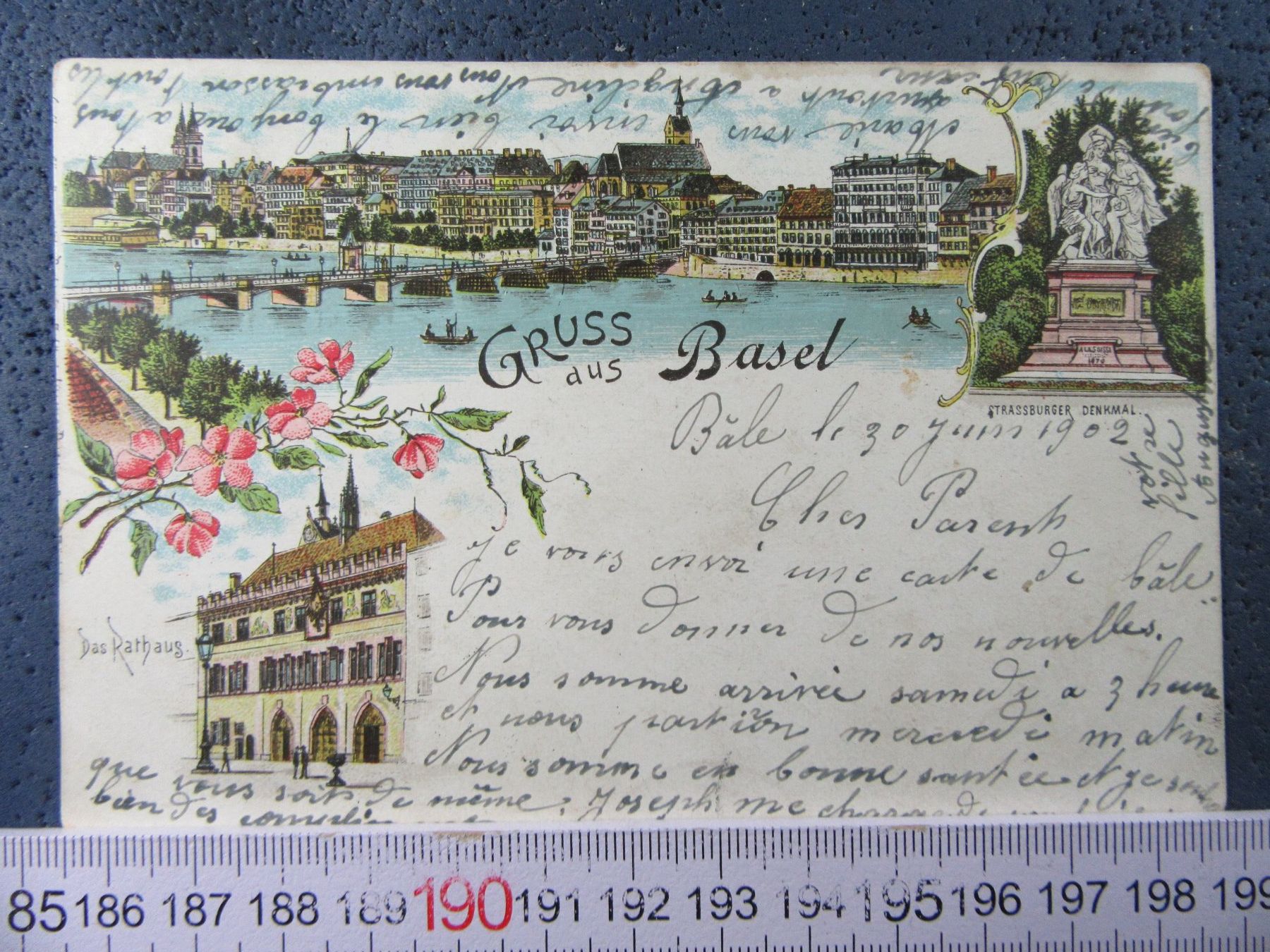 Cartoline postali: BASEL 1902 3BILD-LITHO AK-BS – Usato da Ettingen venduto da Hausi4711