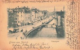 Zürich (ZH) – Limmatquai und Fussgängerbrücken Tram