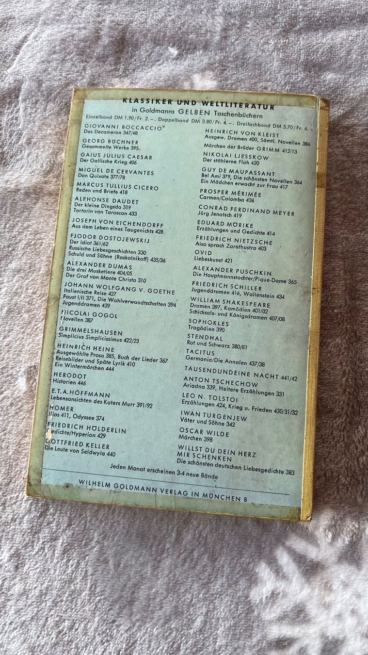 Libri: Friedrich Hölderlin: Gedichte - Hyperion, 1957 – Usato da Schübelbach venduto da Dolly990_2 1