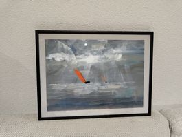 Peinture acrylique et encre de Chine - bateaux la Rochelle 