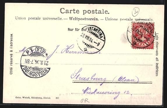 Cartoline postali: AK Pontresina, Ortsansicht mit Val Roseg – Usato da Berlin venduto da bartko-reher 1