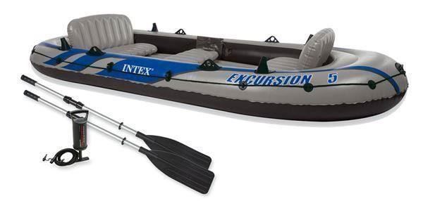 Barche: +SET INTEX Excursion 5 Schlauchboot Angel – Nuovo e nell'imballaggio originale da Amriswil venduto da JaJa-Express 5