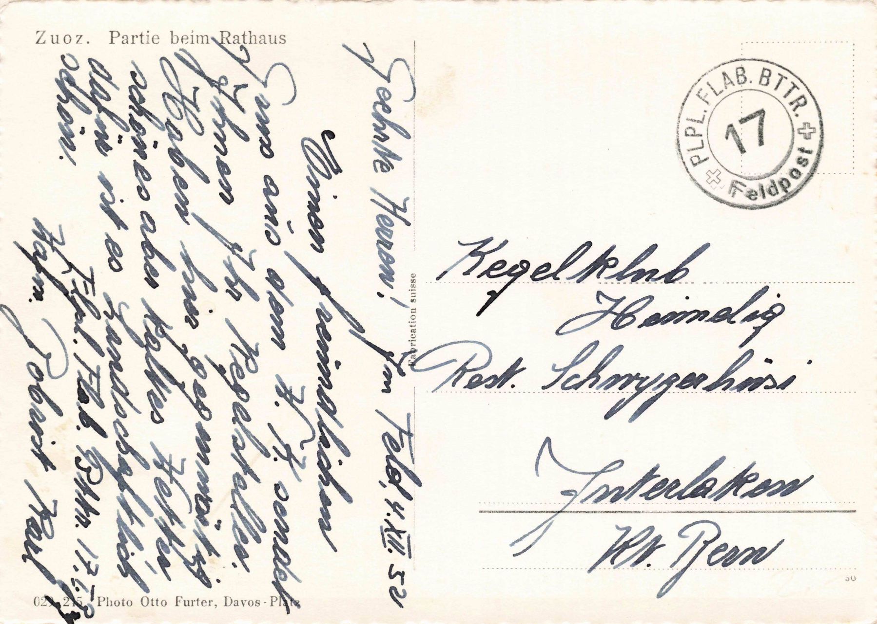 Cartoline postali: Zuoz G – Usato da Biasca venduto da Blenio71 1