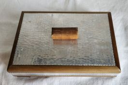 Vintage SIGAL SIGG Schatulle Handgehämmert Holz Alu Schweiz 