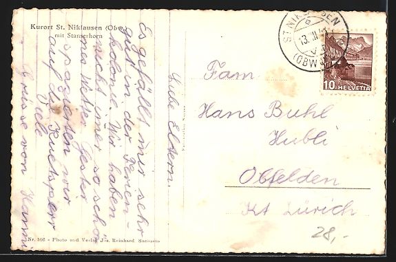 Cartoline postali: AK Kerns, St. Niklausen mit Stanserhorn – Usato da Berlin venduto da bartko-reher 1