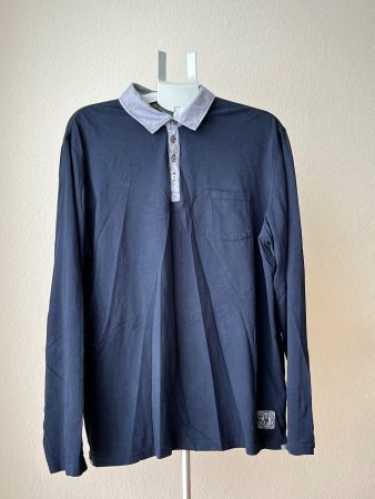 Marc O'Polo Herren Poloshirt Langarm, Dunkelblau, Grösse XXL