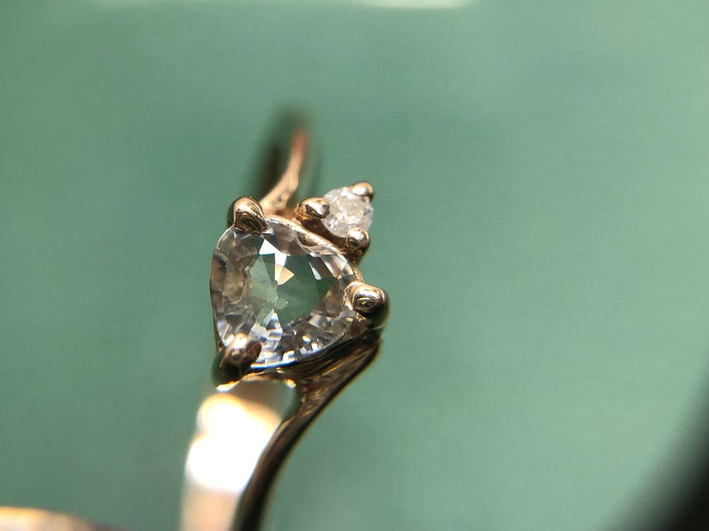 Anelli: Damenring mit Herz-Saphir und Diamant, 18 Kt. Roségold 750 – Usato da Bern venduto da bombich 4