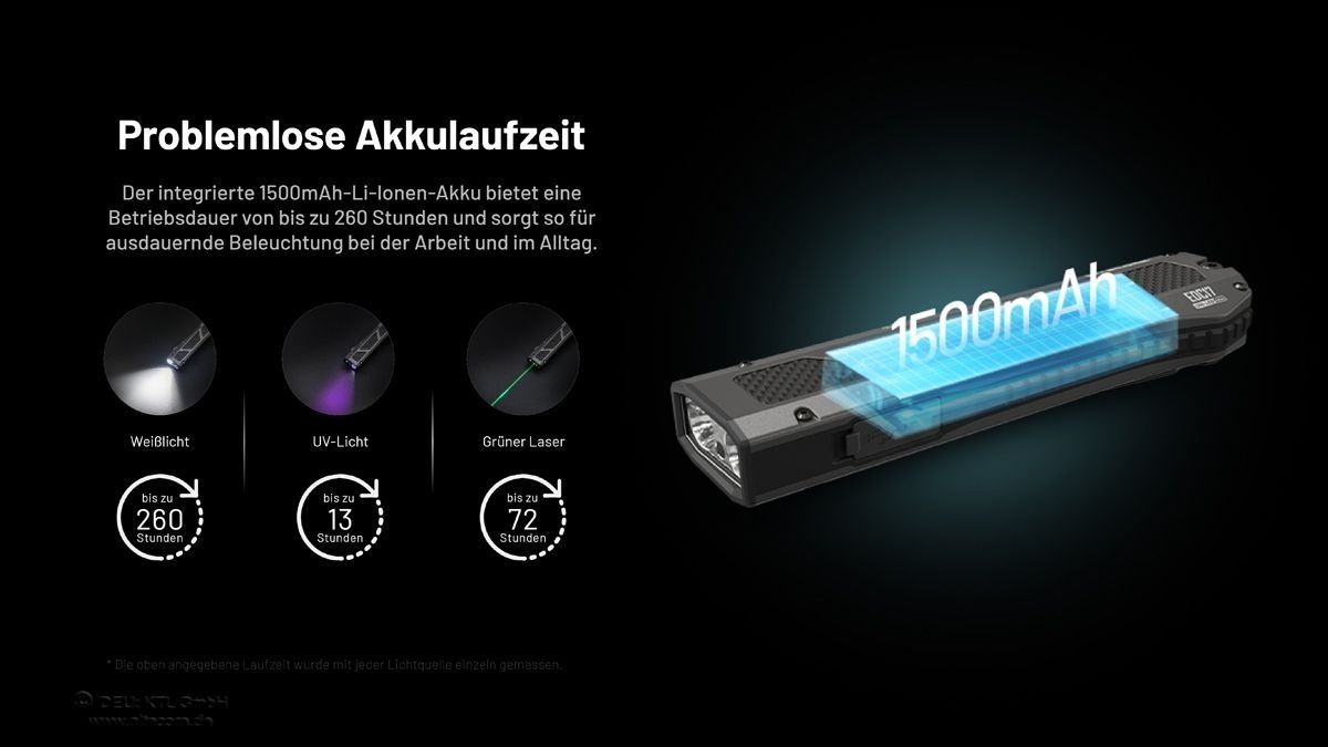 NiteCore Lampade: Nitecore EDC17-1500 Lumen, mit UV und Laserpointer Klasse 1 – Nuovo e nell'imballaggio originale da Grüningen venduto da Prolumin 8