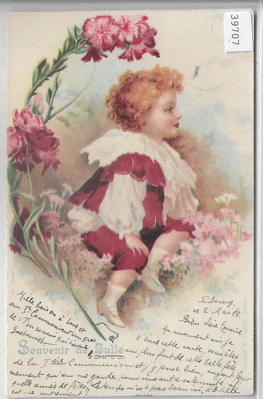Ansichtskarten: Souvenir de Bulle - Kleiner Knabe - Litho – Gebraucht aus Ettingen von Kartenplanet