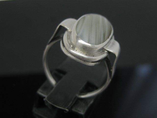 Anelli: Antik Ring Silber 800 / gestreifter Stein / 4 g / Gr. 55 – Usato da Ermatingen venduto da Decovin 6