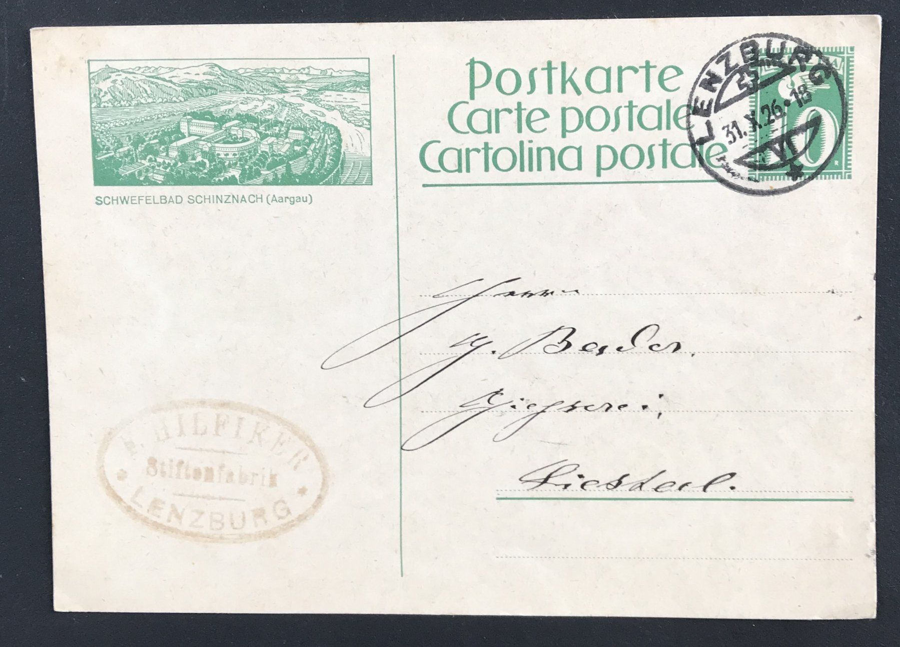 Tutti i francobolli: POSTKARTE 1926 – Usato da Ostermundigen venduto da Kari1937