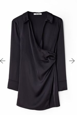 NA-KD Dress Black Long Sleeve Wrap V-Neck Size 36 New