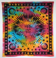 XL Tuch Batik Sonne Mond als Picknickdecke Sofadecke Vorhang
