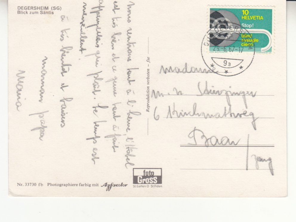 Ansichtskarten: Degersheim 1967 – Gebraucht aus Bürglen TG von StampGraf 1