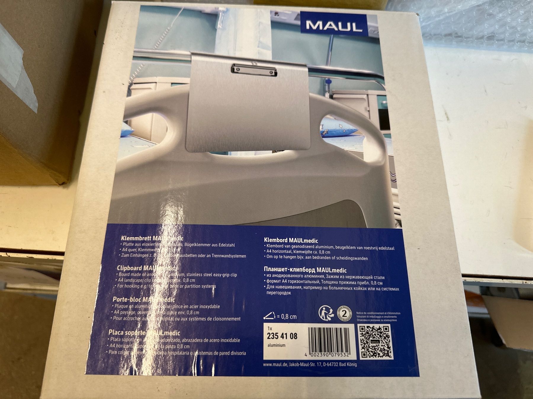 Supporti a parete: neues Klemmbrett Maul MAULmedic Format A4 – Nuovo e nell'imballaggio originale da Necker venduto da liq24 2