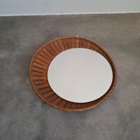 Miroir asymétrique rotin vintage 1970