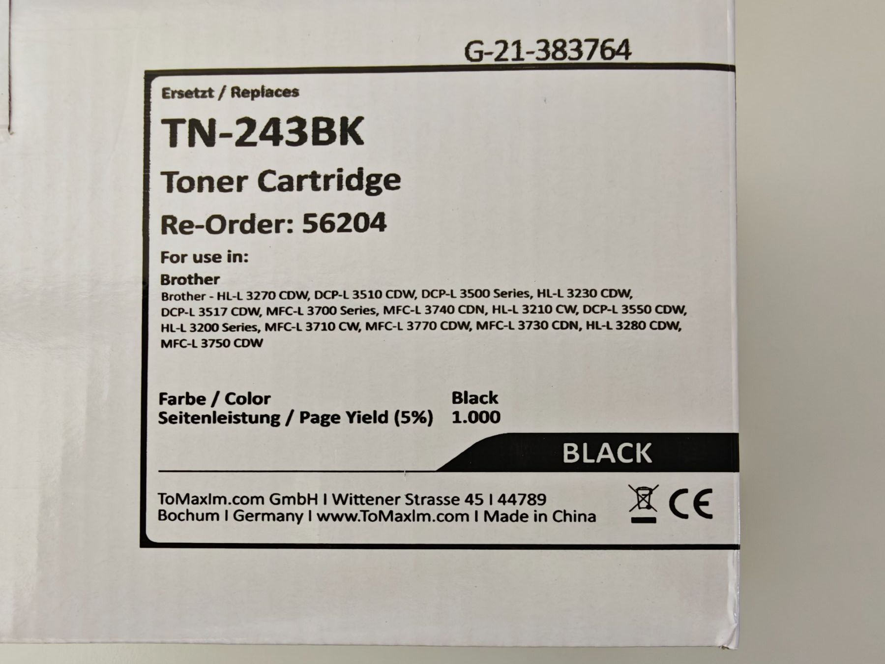 Brother Cartucce per stampanti & toner: 1 Druckerpatrone TN-243BK schwarz – Nuovo e nell'imballaggio originale da Dürrenäsch venduto da ReuKos