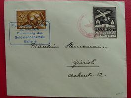 1925: Flugspende-Vignette Nr.12 mit F6, auf Brief