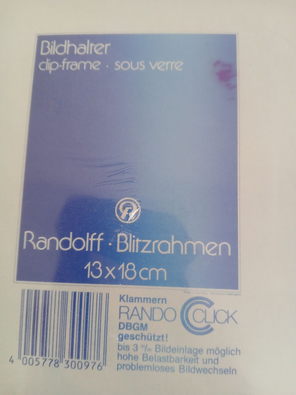 Cornici: New Clip Frame Randolph Blitzrahmen 13x18cm Glass – Nuovo e nell'imballaggio originale da Dübendorf venduto da rol_fm6d 1
