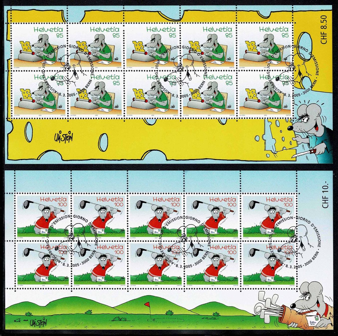 Alle Briefmarken: 2005 Kleinbogen "Uli Stein" Nr. 1158-1159 mit ET-ʘ – Neu (gemäss Beschreibung) aus Nuglar von Stamp88