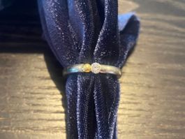 Spannring mit Zirkoniastein zweifarbig  58