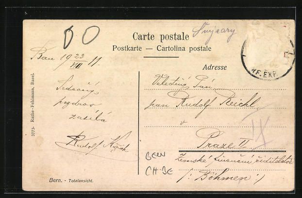 Cartoline postali: AK Bern, Totalansicht mit Blumen umrahmt – Usato da Berlin venduto da bartko-reher 1