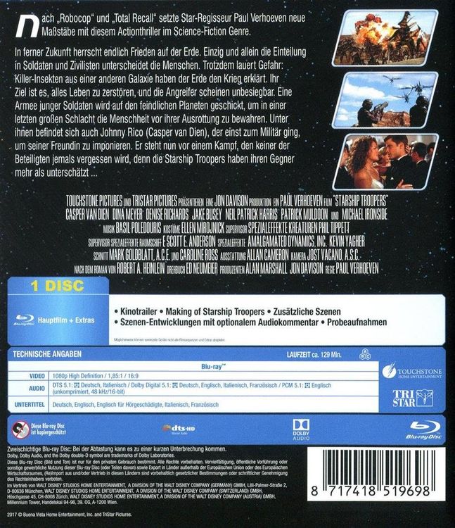 Starship Troopers (1997) Paul Verhoeven - UNCUT/Blu-ray | Kaufen auf ...