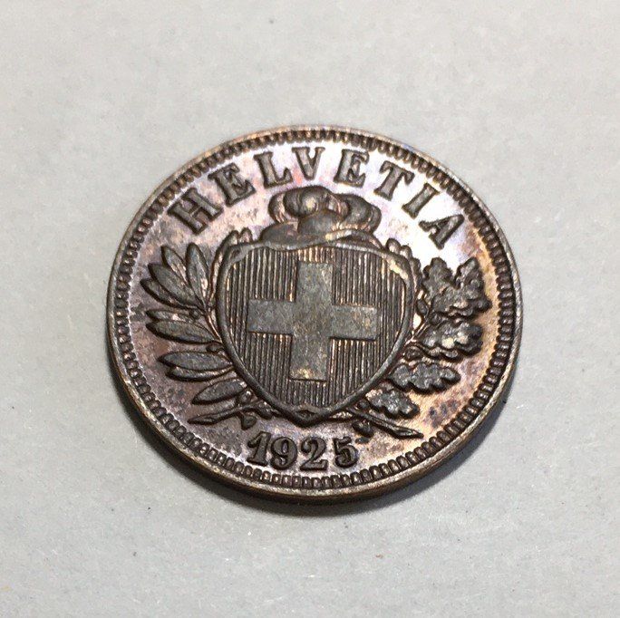Tutti le monete: 1925 2 Rappen -unz – Usato da Kirchberg SG venduto da Helveticus00