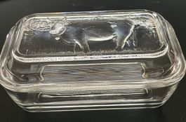 Glas-Butterglocke mit Kuhmotiv ARC France