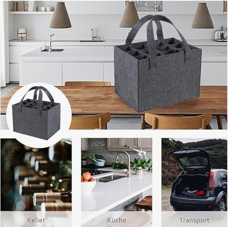 6-Flaschen Tragetasche Aus Filz - Wein Transport Für Unterwegs | Wiederverwendbar