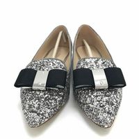 CARVELA Kurt Geiger Silver Glitter Pointed Bow Flat Womens 3
