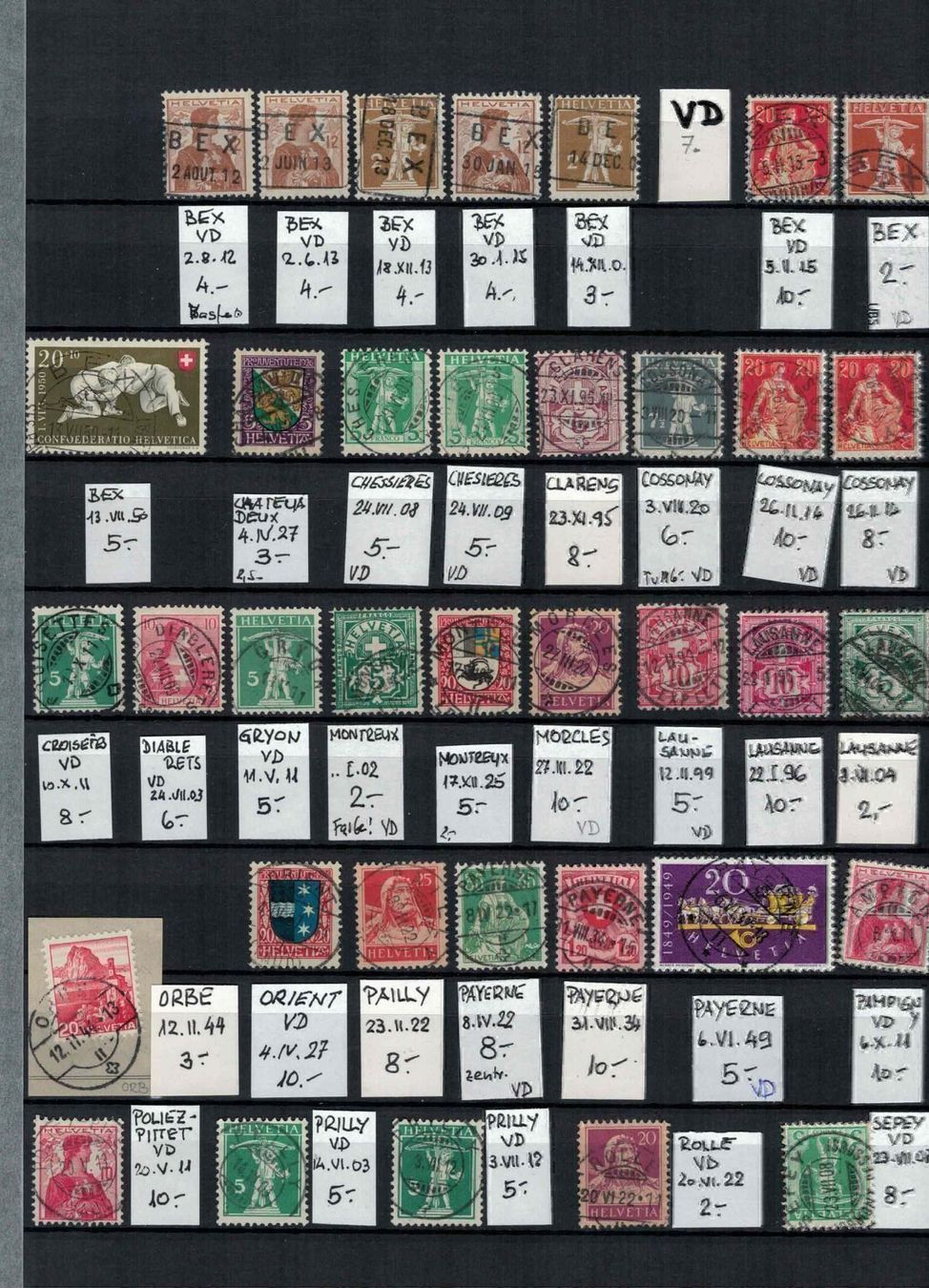 Alle Briefmarken: Kanton VD !! Tolle Abstempelungen !! – Gebraucht aus Bibern SH von Heinibuehrer