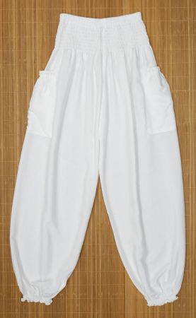 Pumphose bequeme Pluderhose Schlupfhose aus Viskose weiss