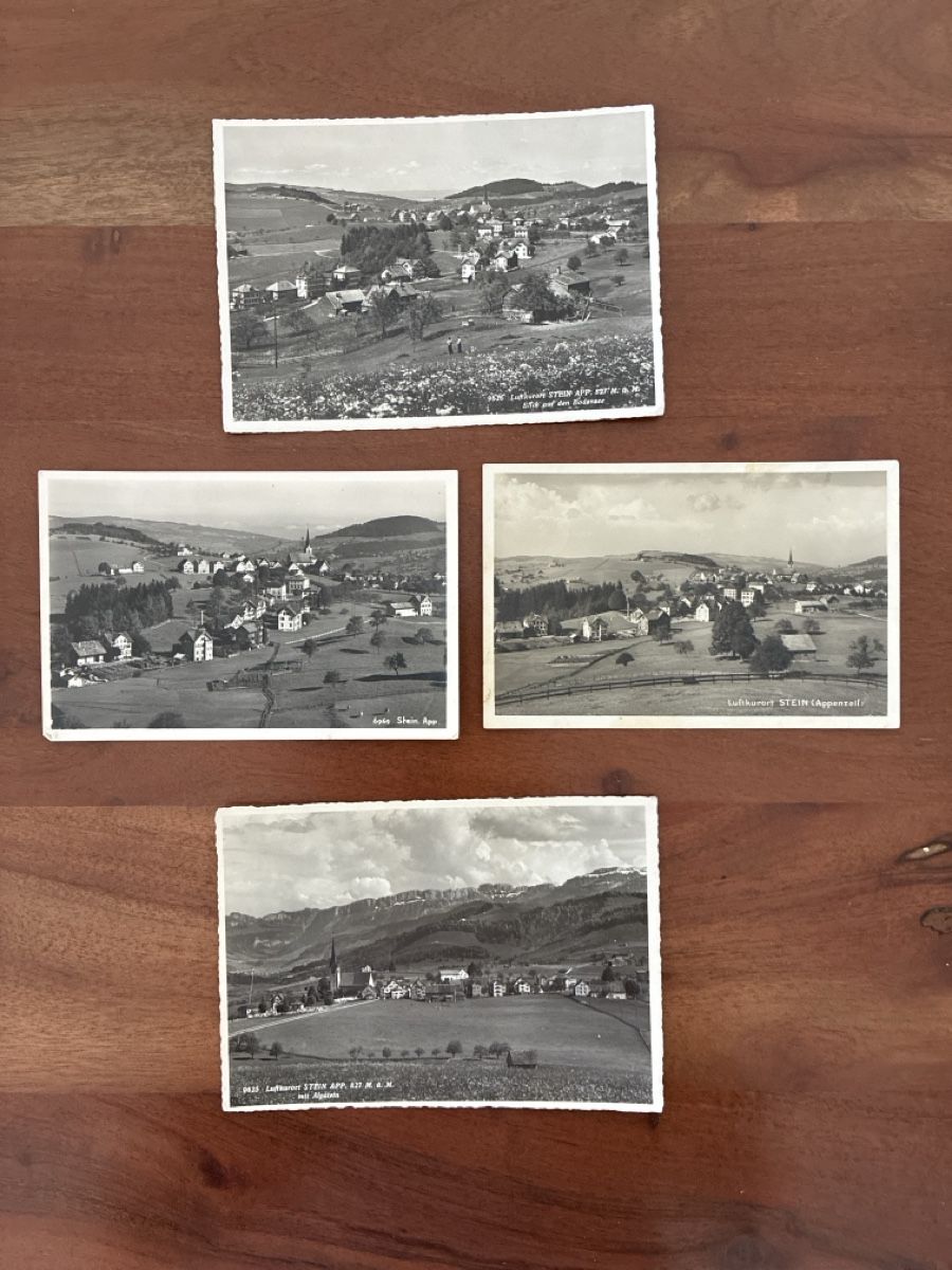 Cartoline postali: 4 Ansichtskarten Schweiz von Stein AP – Usato da Oftringen venduto da Cla.vD.74