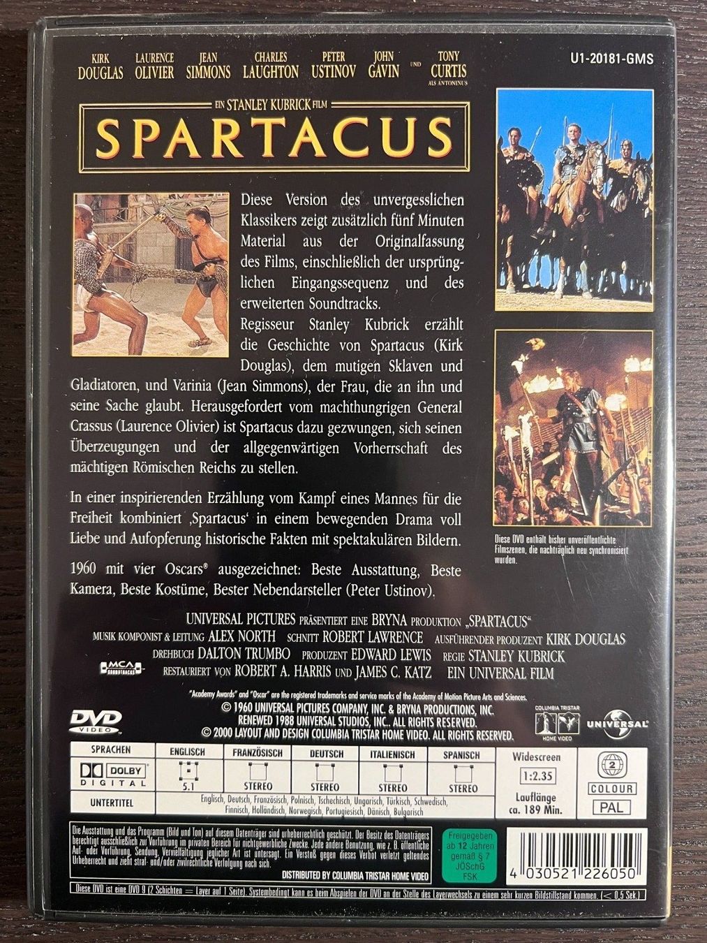 Tutti i DVDs: Spartacus ( 1960 ) – Usato da Zürich venduto da FilmFreunde 1