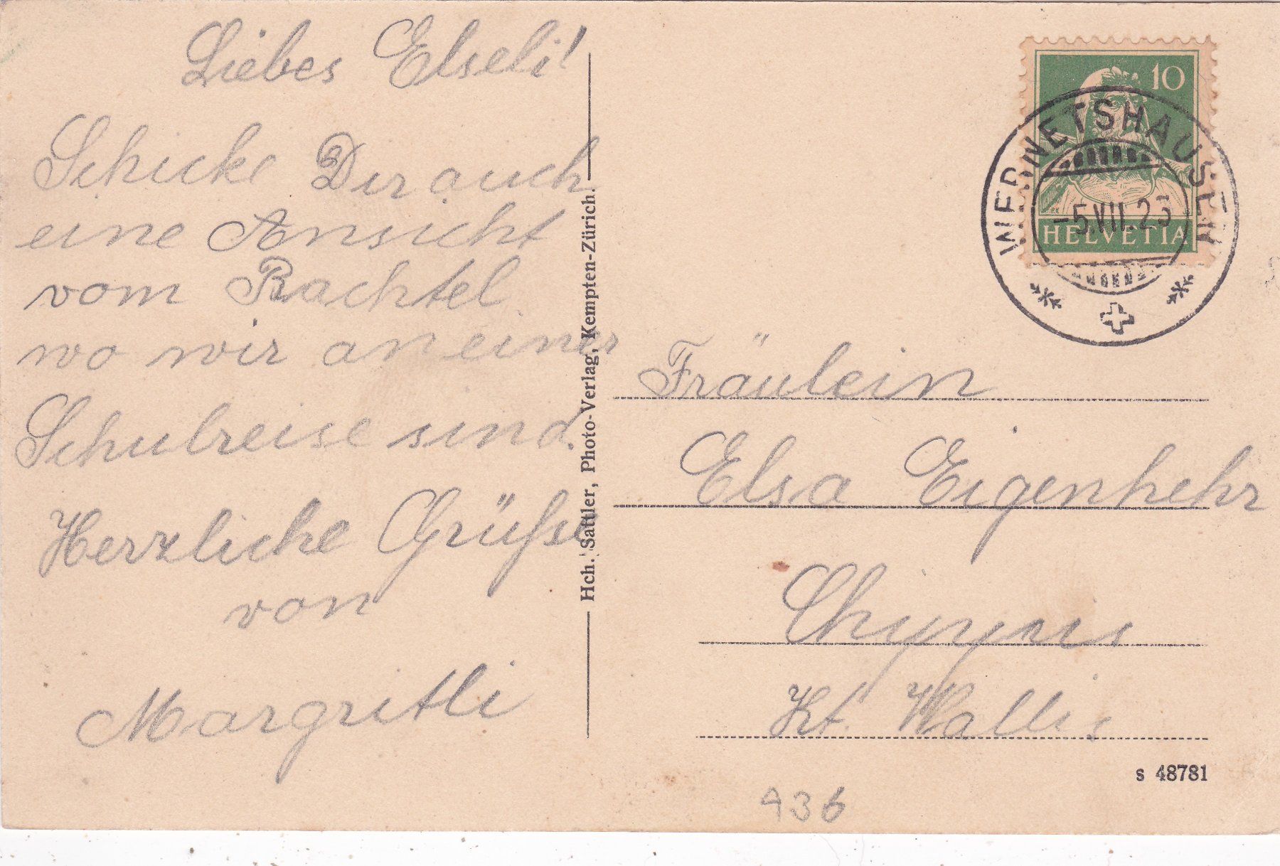 Cartoline postali: Bachtel Kulm 1923 – Usato da Herisau venduto da Lisegrat2008 1