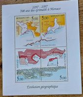 MONACO Bloc ** 700 ans des Grimaldi - evolution géographique