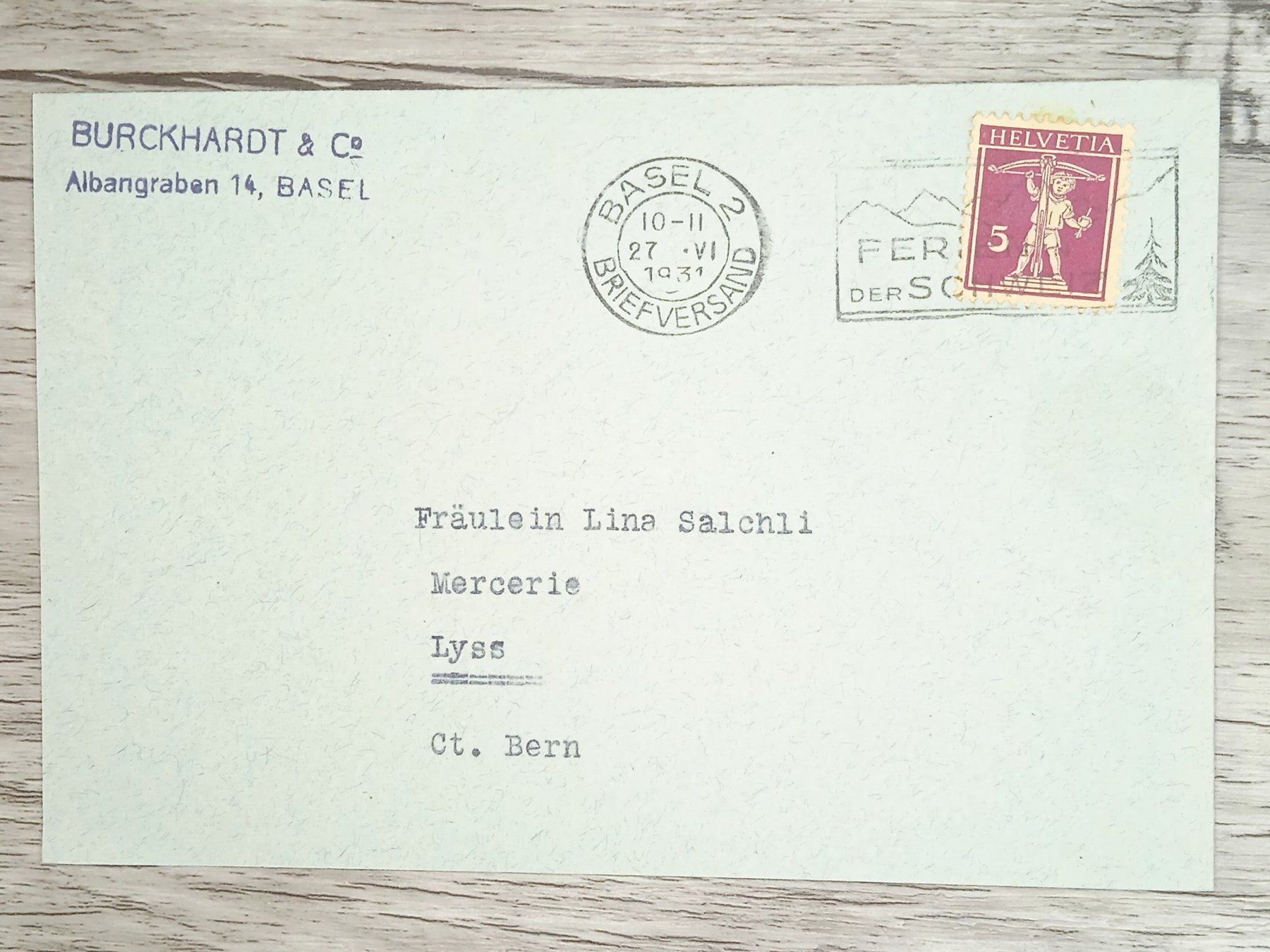 Tutti i francobolli: TR20 Enveloppe + Timbre Suisse 1931 – Usato da Cousset venduto da Patrick_Collections