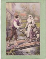 Kitsch Paar Schafe 1918