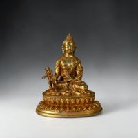 Medizin Buddha Bronze vergoldet Nepal 10 cm Figur Skulptur