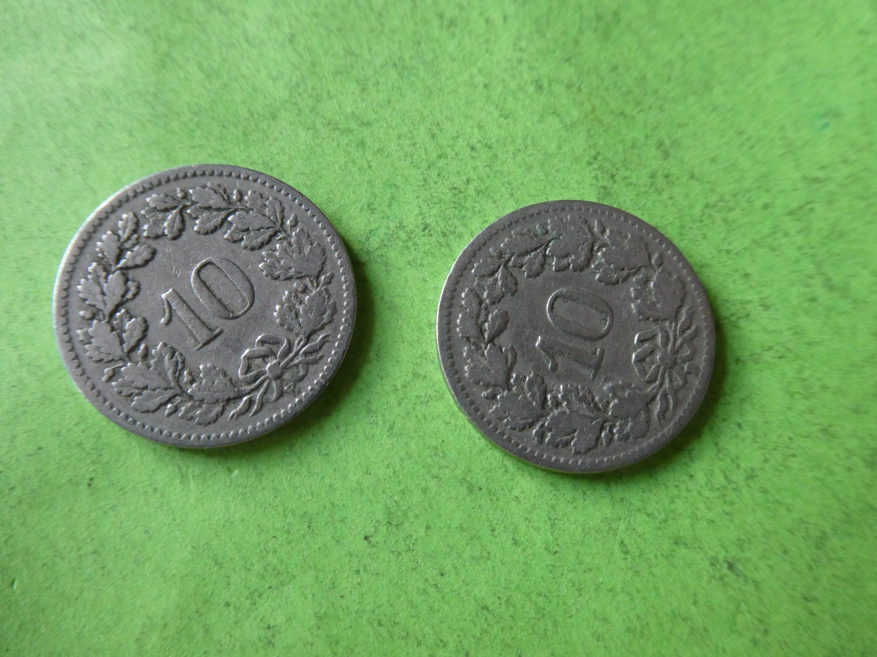Tutti le monete: Schweiz 1902/1906, Set 2 x 10 Rappen – Usato da Hinterforst venduto da Rohusri 1