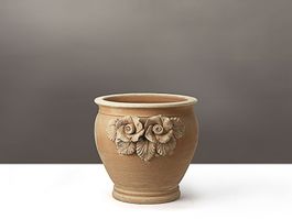 Rustikaler Blumentopf mit Rosenmuster