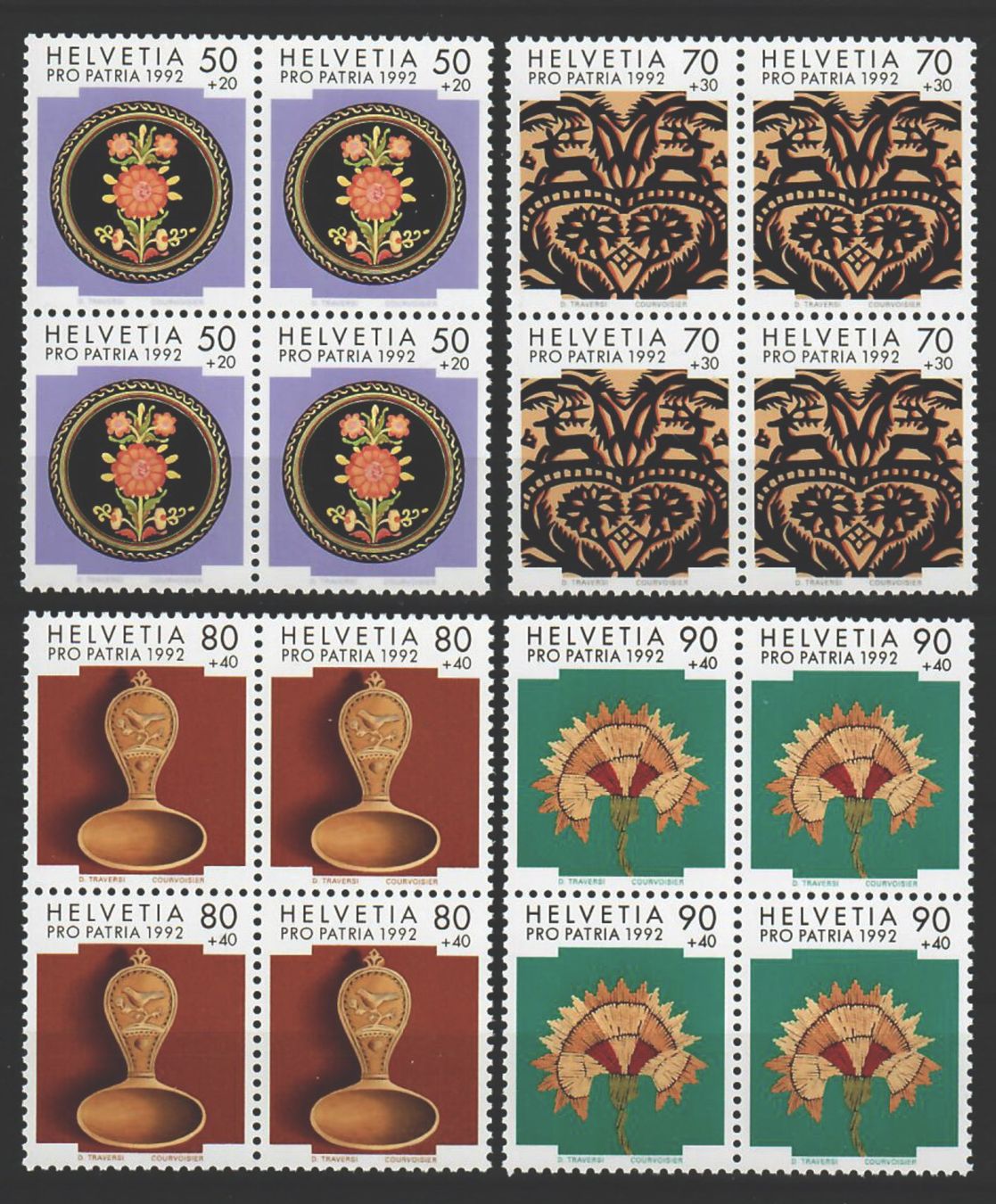 Tutti i francobolli: 1992, Pro Patria, Viererblöcke ** – Usato da Willisau venduto da Vollstempel