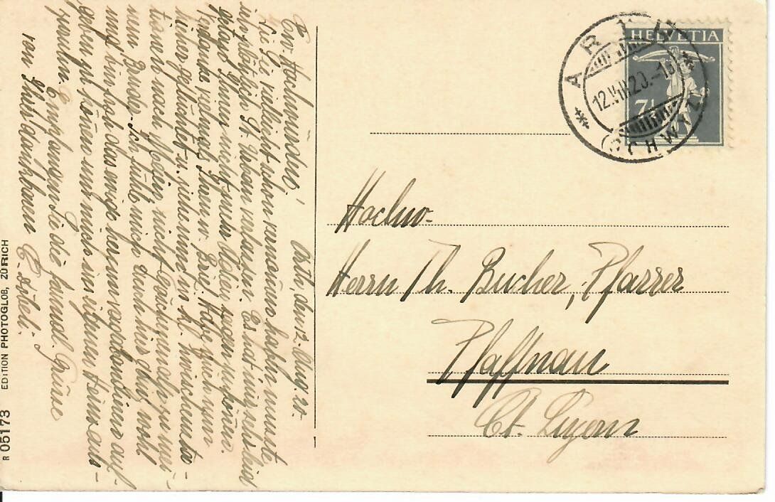 Cartoline postali: Arth am See  1920 – Usato da Hochdorf venduto da Ziegel-16 1
