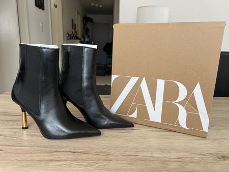 Bottines cuir noir Zara