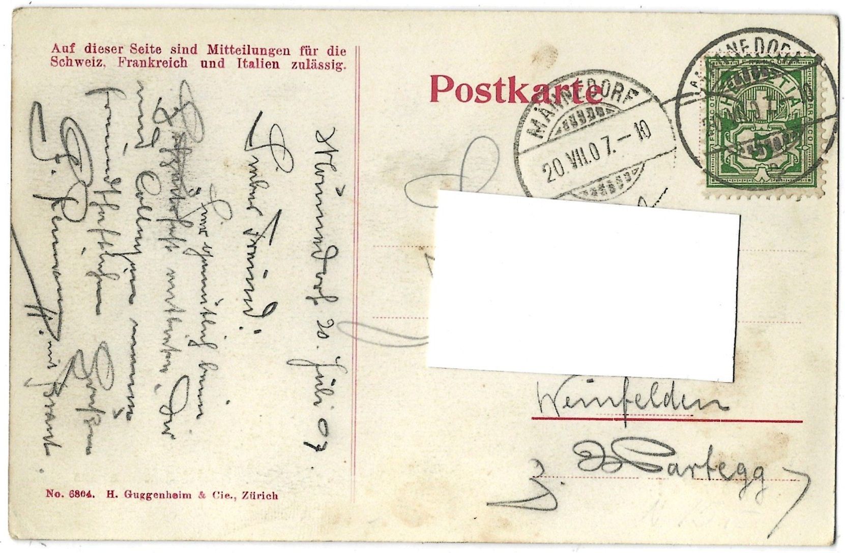 Cartoline postali: Männedorf    -     Hôtel  Wildenmann   (belebt) – Usato da Bütschwil venduto da Jackson1A 1